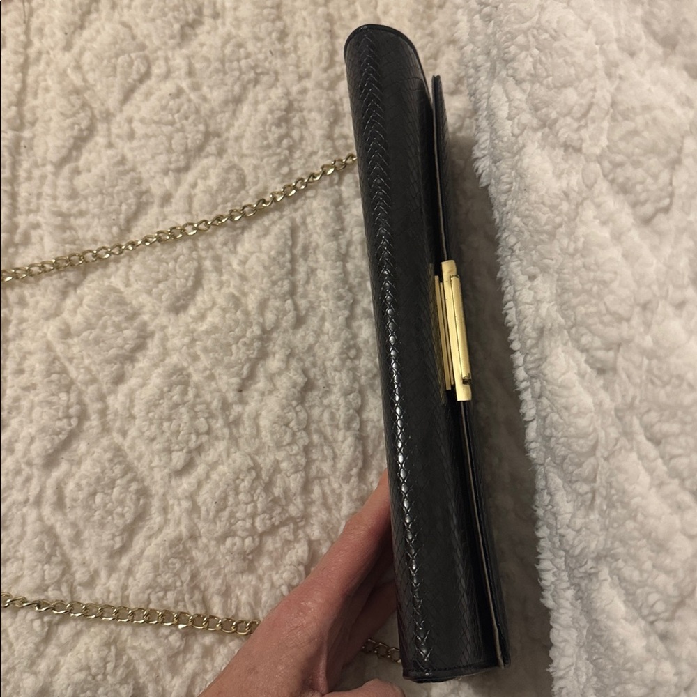 BCBG Generation Carly Crossbody Black Clutch with Gold Accents - Picture 15 of 15